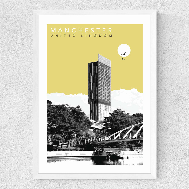 Manchester Cityscape Medium White Frame