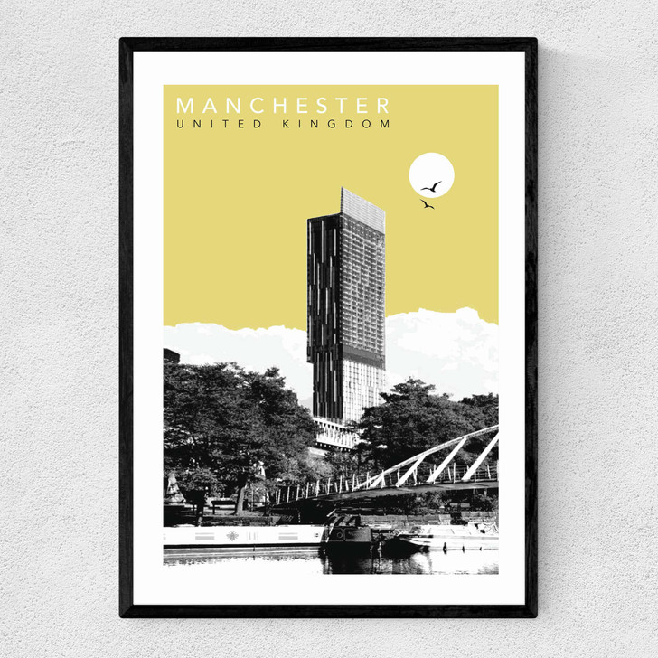 Manchester Cityscape Narrow Black Frame