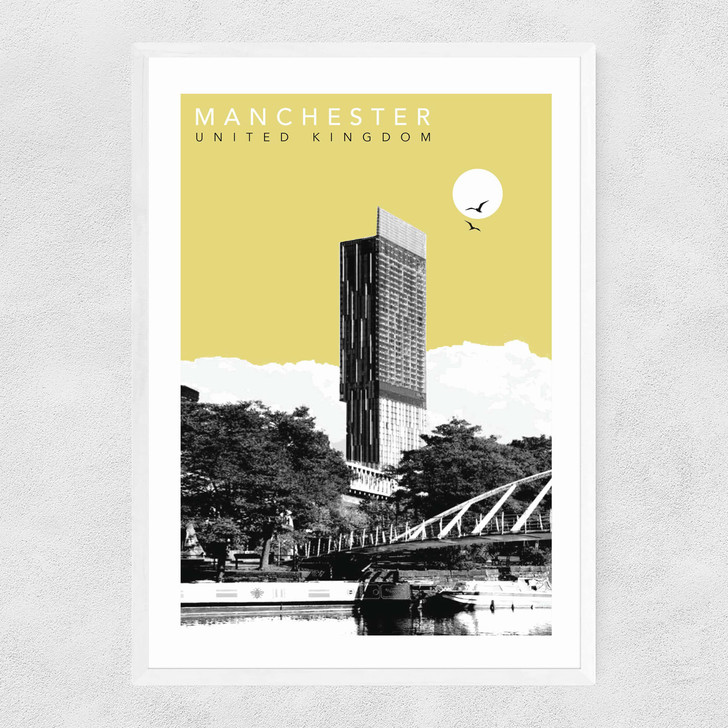 Manchester Cityscape Narrow White Frame