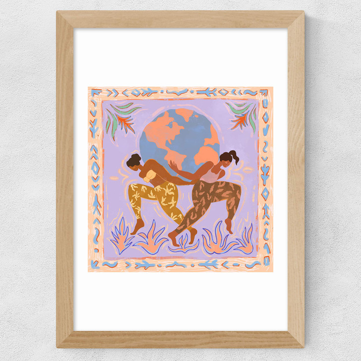 Women Rule the World Wide Oak Frame