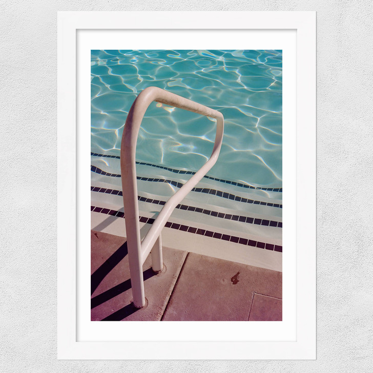 Palm Springs Pool Day IV Wide White Frame