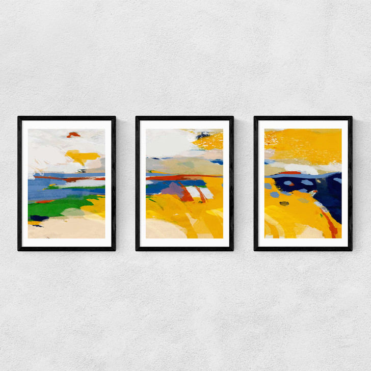 Summer Triptych Narrow Black Frame