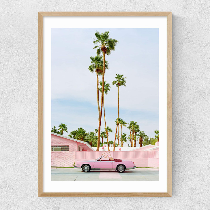 Pink Palm Springs Narrow Oak Frame Pink Palm Springs Narrow Oak Frame