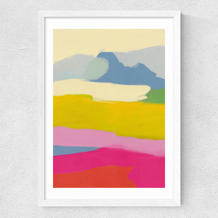 Landschaft Bunt I Medium White Frame Landschaft Bunt I Medium White Frame