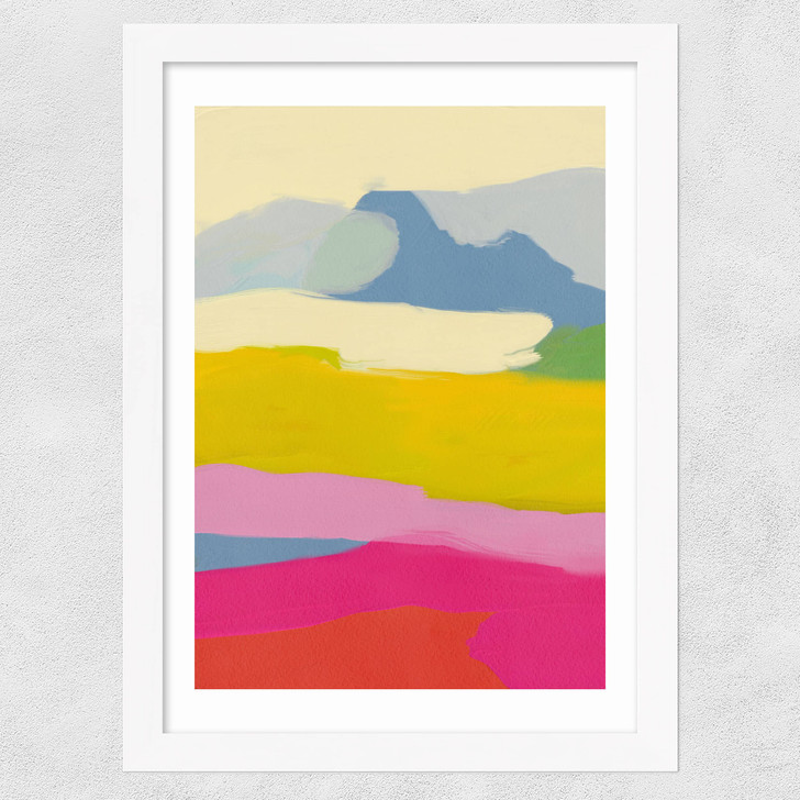 Landschaft Bunt I Wide White Frame Landschaft Bunt I Wide White Frame