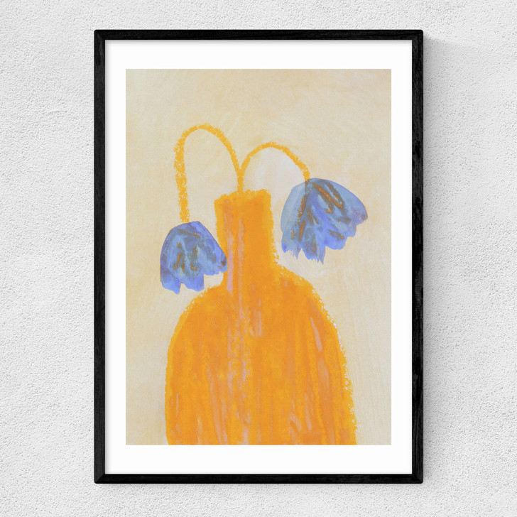 Still Life with a Vase and Two Flowers Narrow Black Frame Still Life with a Vase and Two Flowers Narrow Black Frame