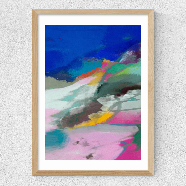 Blaue Landschaft III Medium Oak Frame