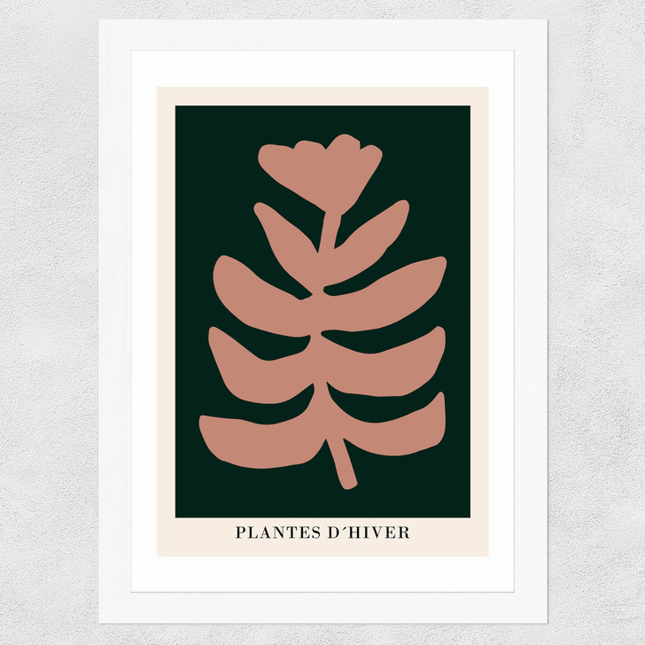 Plantes d'Hiver Green Wide White Frame