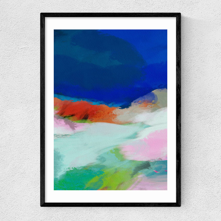 Blaue Landschaft II Narrow Black Frame