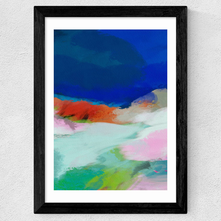 Blaue Landschaft II Wide Black Frame