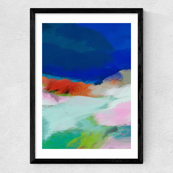 Blaue Landschaft II Medium Black Frame