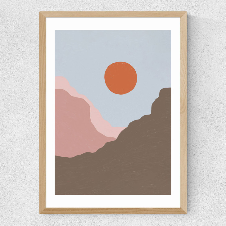 Acrylic Landscape I Medium Oak Frame