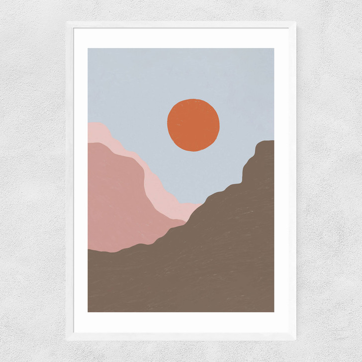 Acrylic Landscape I Narrow White Frame
