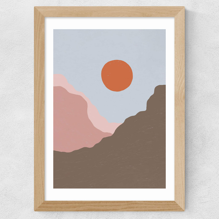 Acrylic Landscape I Wide Oak Frame