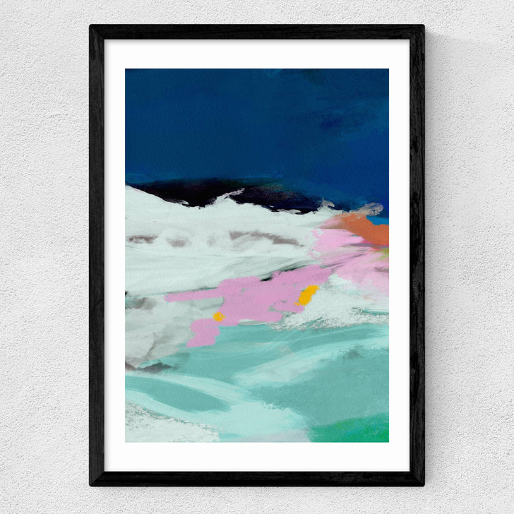 Blaue Landschaft I Medium Black Frame