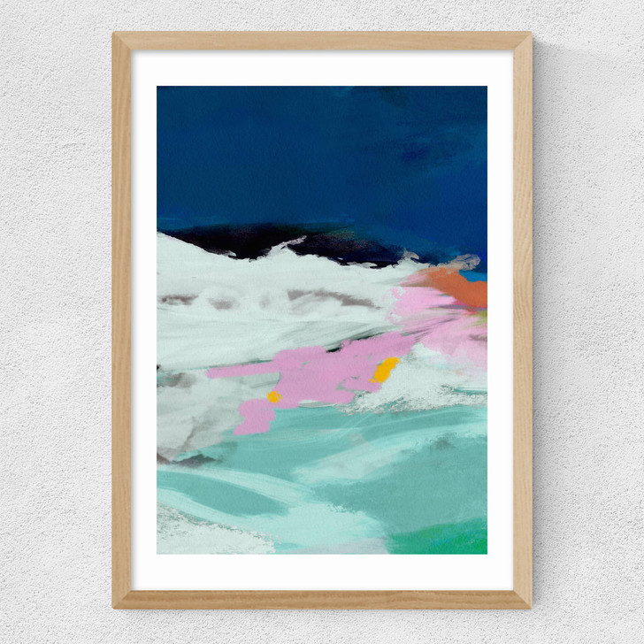 Blaue Landschaft I Medium Oak Frame