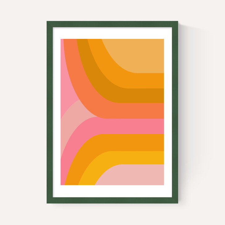 Retro Rainbow in Pink and Yellow