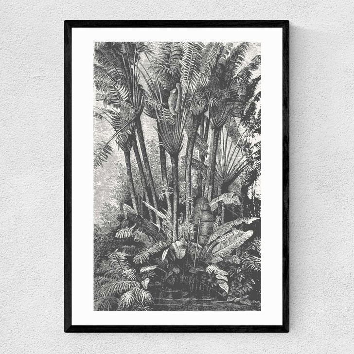 Palms in Water Narrow Black Frame