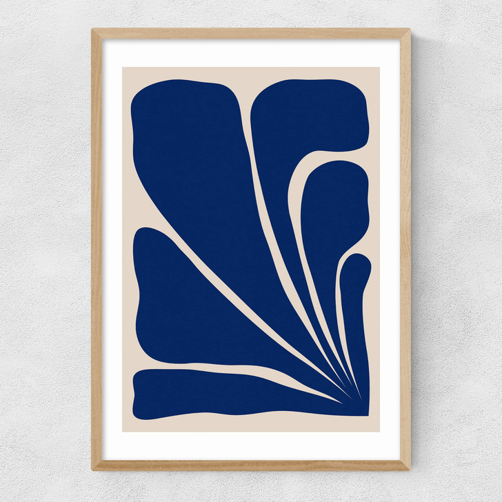 Six Leaf Plant Narrow Oak Frame