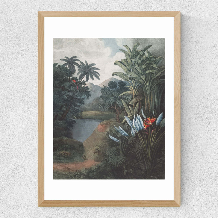 Tropical Lake Medium Oak Frame
