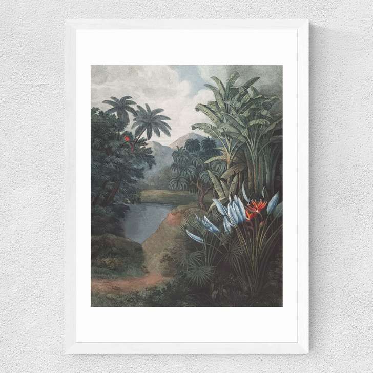 Tropical Lake Medium White Frame