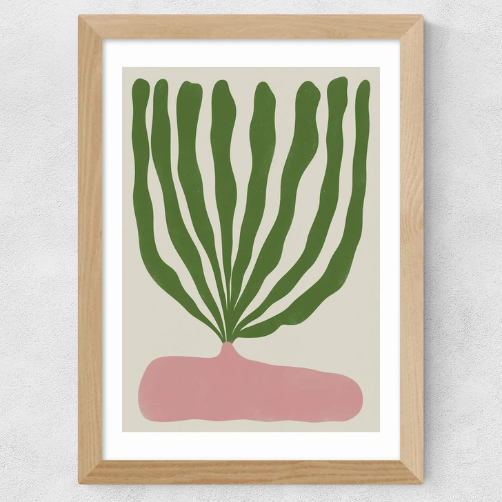 Modern Vase II Wide Oak Frame