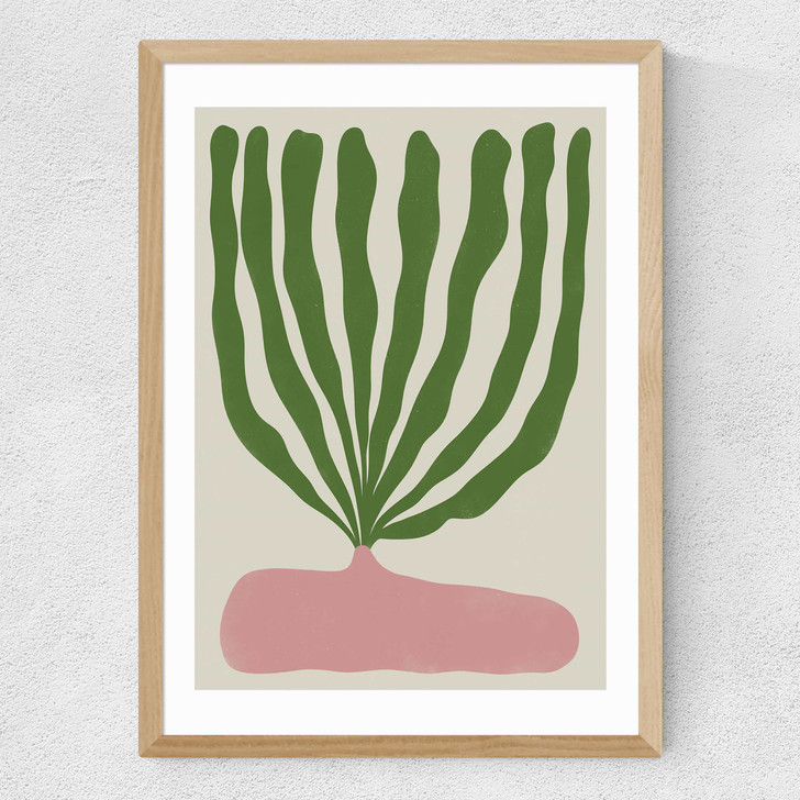 Modern Vase II Medium Oak Frame