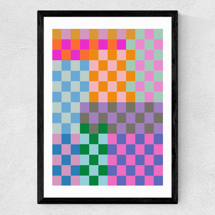 Quirky Checkerboard Medium Black Frame