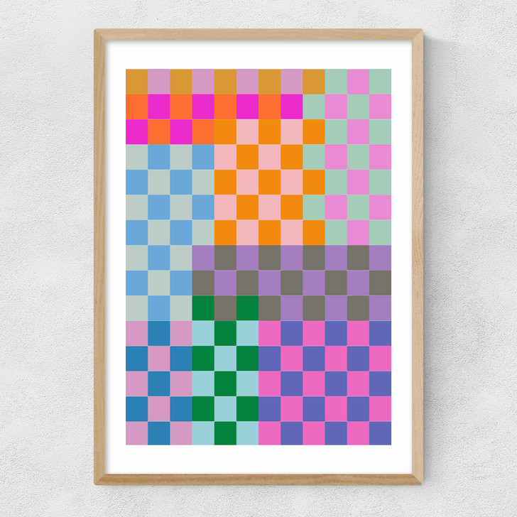 Quirky Checkerboard Narrow Oak Frame