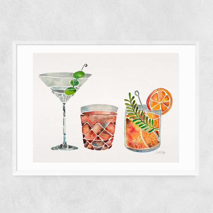 Classic Cocktails by Cat Coquillette Narrow White Frame Classic Cocktails by Cat Coquillette Narrow White Frame