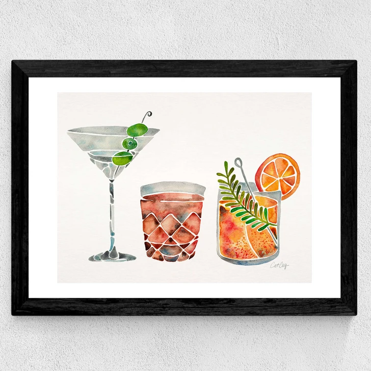 Classic Cocktails by Cat Coquillette Wide Black Frame