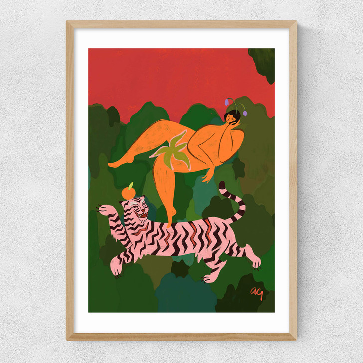 Fierce As A Tiger Narrow Oak Frame