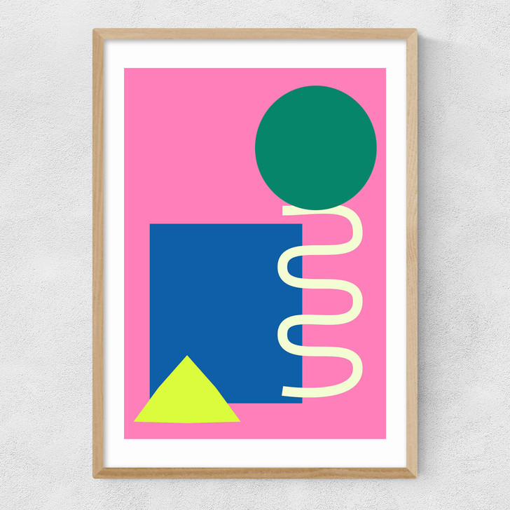 Playful Collage Narrow Oak Frame Playful Collage Narrow Oak Frame