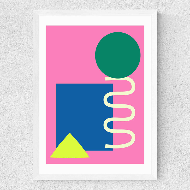 Playful Collage Medium White Frame