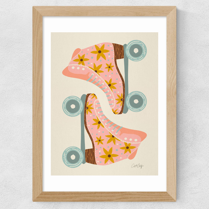 Blush/Mint Retro Rollerskates Wide Oak Frame Blush/Mint Retro Rollerskates Wide Oak Frame