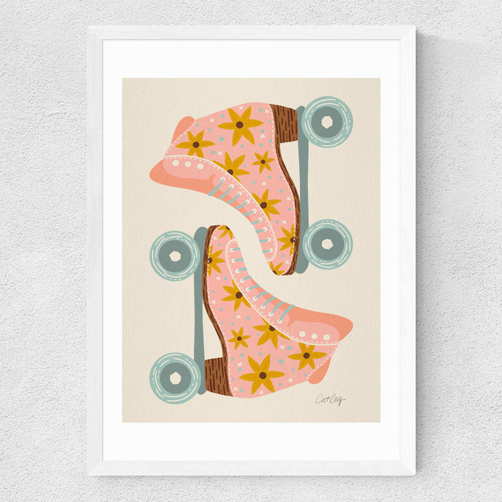 Blush/Mint Retro Rollerskates Medium White Frame