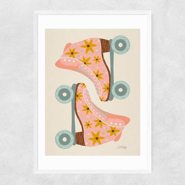 Blush/Mint Retro Rollerskates Narrow White Frame