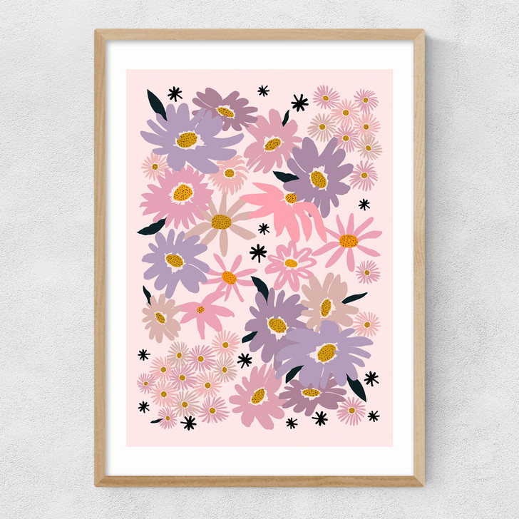 Garden Flowers Narrow Oak Frame