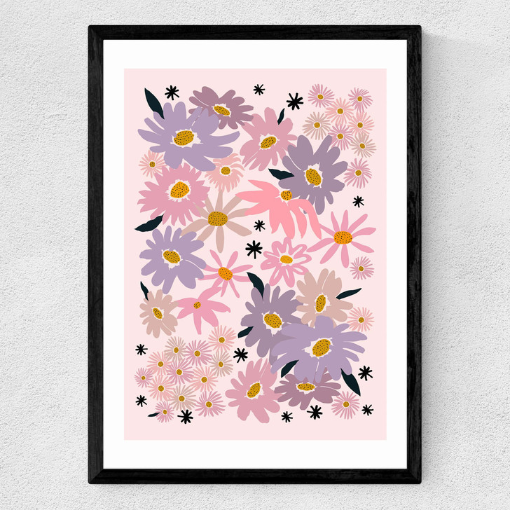 Garden Flowers Medium Black Frame