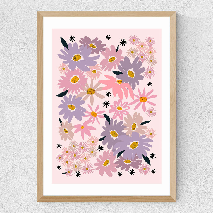 Garden Flowers Medium Oak Frame