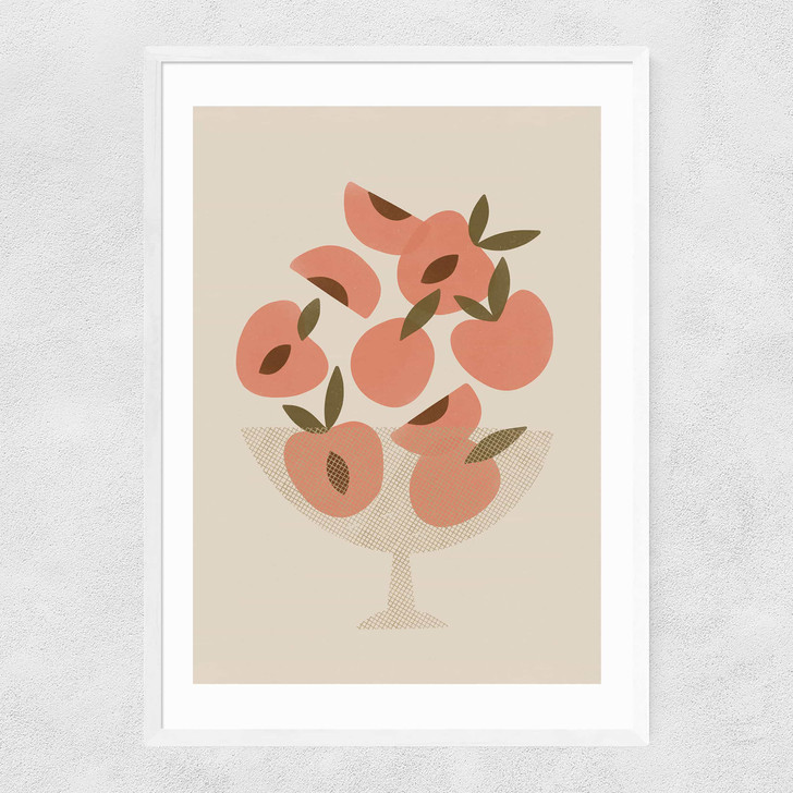 Peach Bowl Narrow White Frame Peach Bowl Narrow White Frame