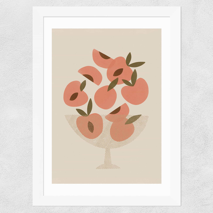Peach Bowl Wide White Frame
