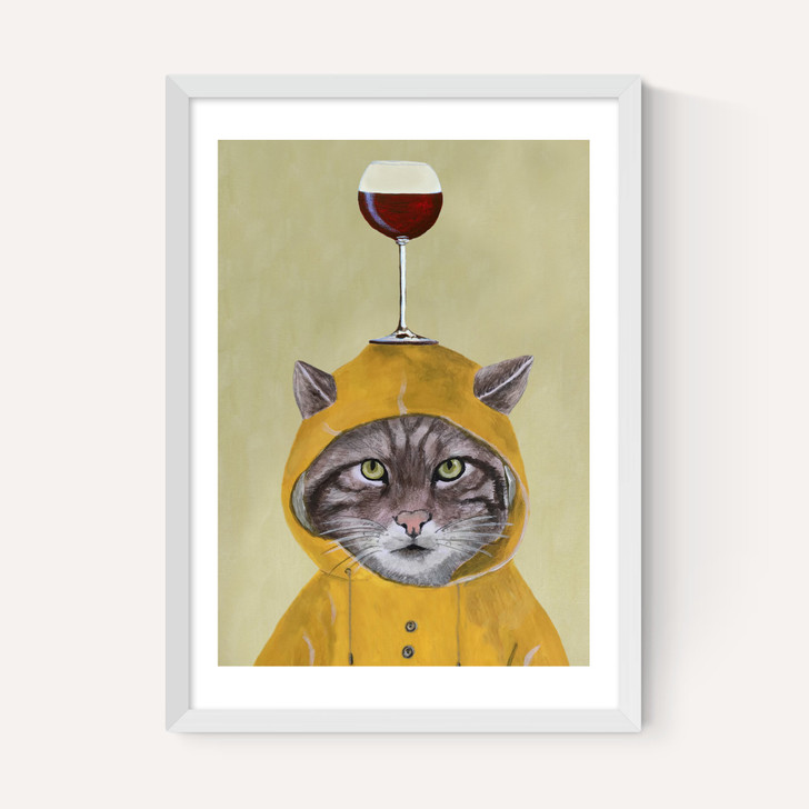 Raincoat Cat With Wineglass