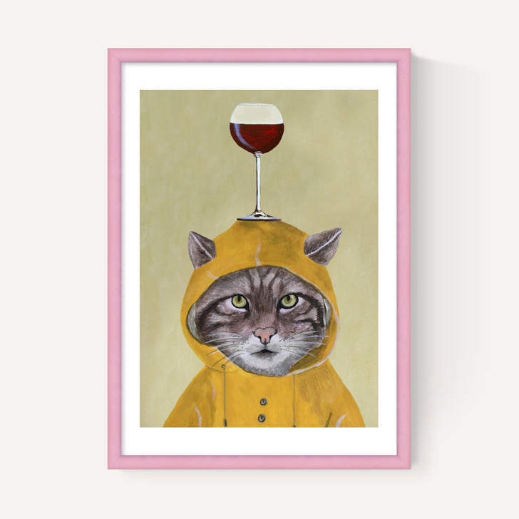 Raincoat Cat With Wineglass