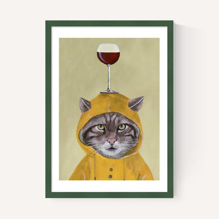 Raincoat Cat With Wineglass
