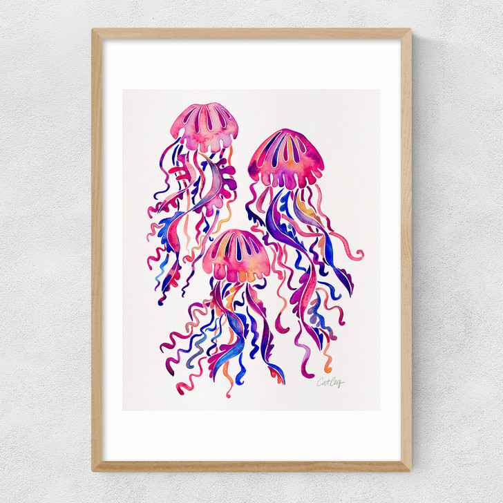 Magenta Jellyfish Narrow Oak Frame Magenta Jellyfish Narrow Oak Frame