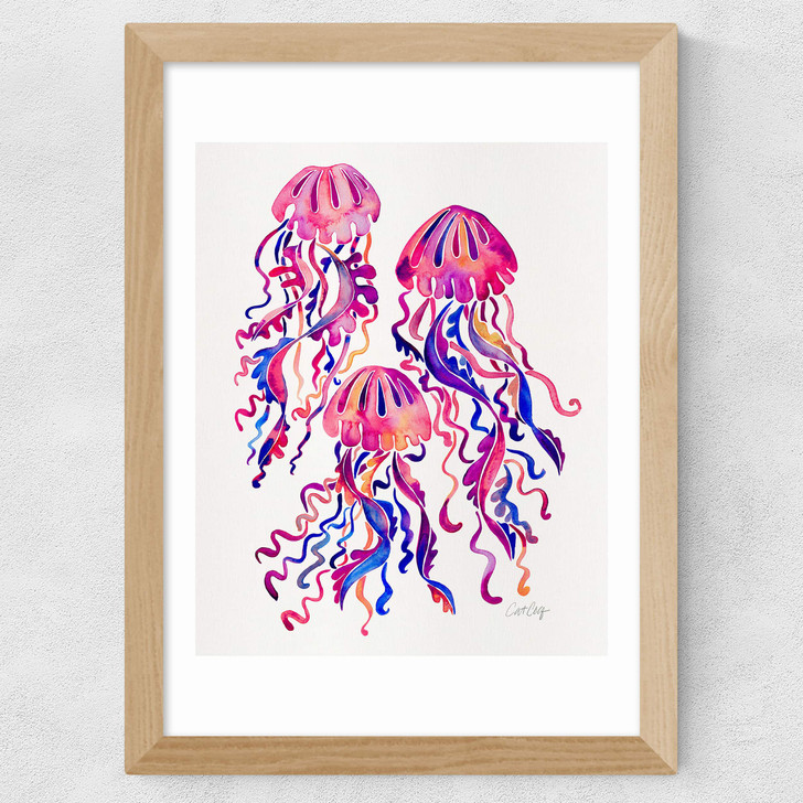 Magenta Jellyfish Wide Oak Frame Magenta Jellyfish Wide Oak Frame