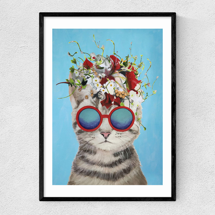 Flower Cat Narrow Black Frame Flower Cat Narrow Black Frame