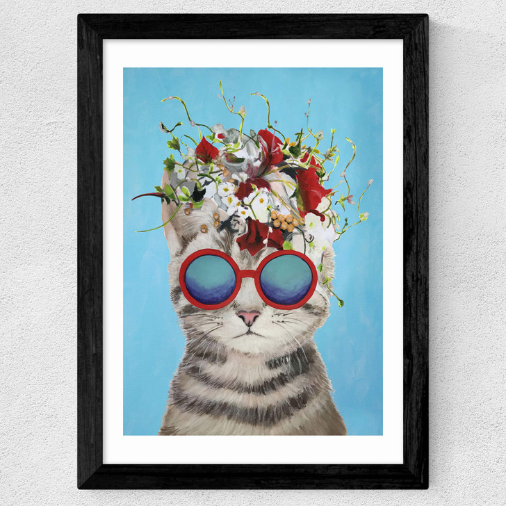 Flower Cat Wide Black Frame Flower Cat Wide Black Frame