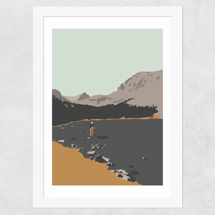 Fly Fisherman Wide White Frame